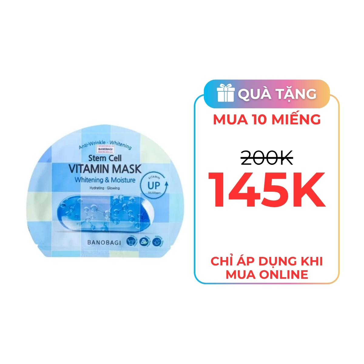Mặt Nạ Banobagi Stem Cell Vitamin Mask Whitening and Moisture Dưỡng Sáng Và Cấp Ẩm Cho Da 30g (Xanh)