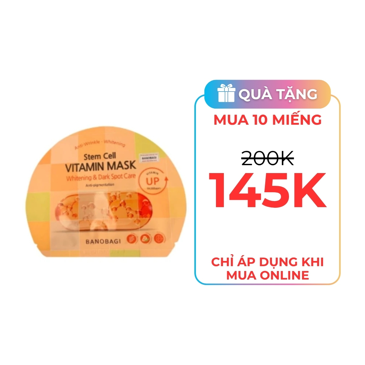 Mặt Nạ Banobagi Stem Cell Vitamin Mask Whitening & Dark Spot Care Dưỡng Sáng Da, Mờ Thâm Nám 30g (Cam)