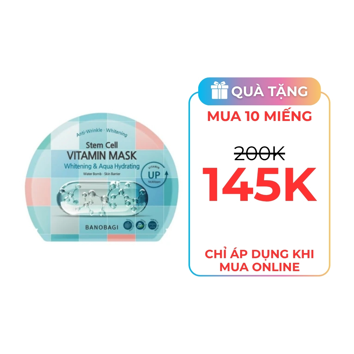 Mặt Nạ Banobagi Stem Cell Vitamin Mask - White & Aqua Hydrating Water Bomb - Skin Barrier