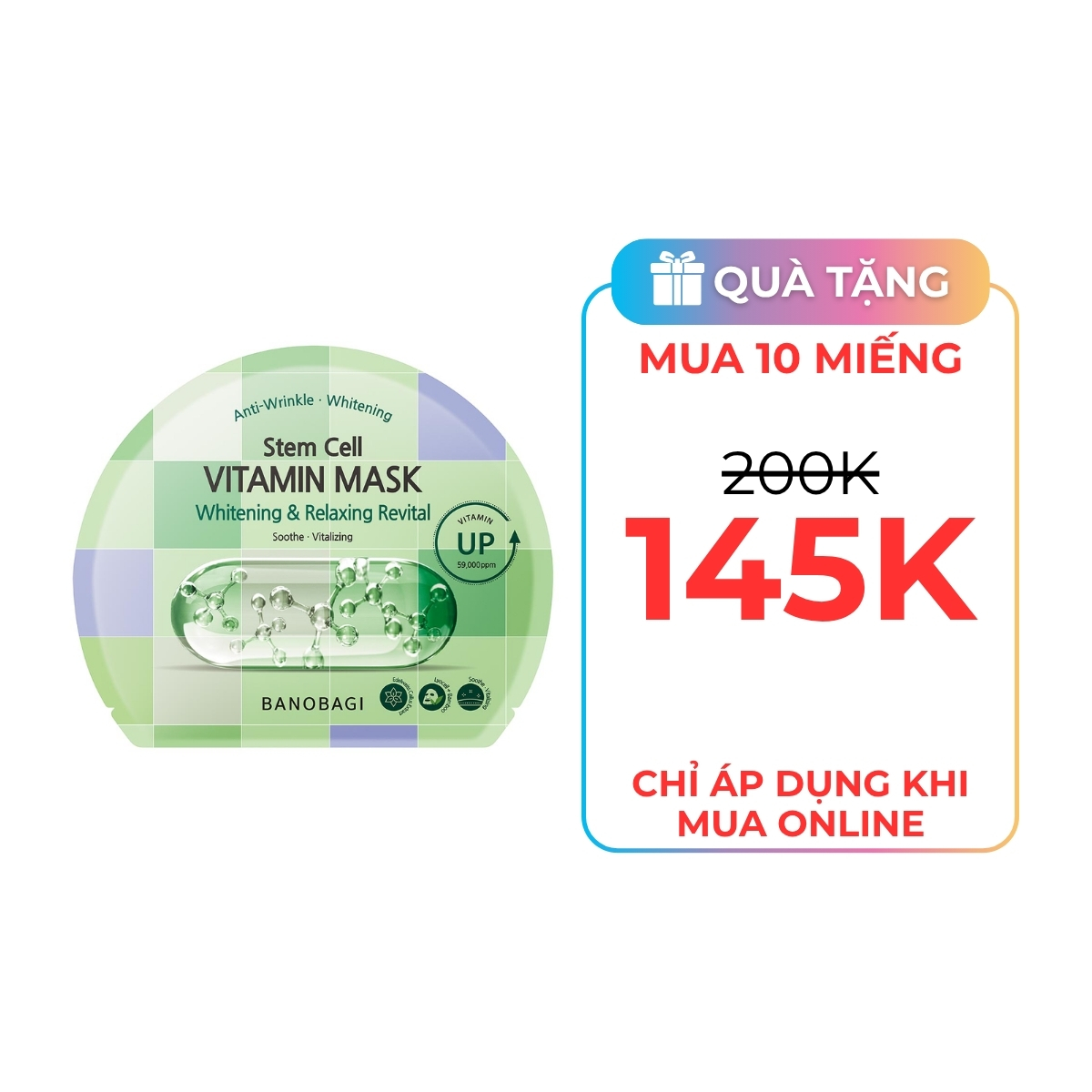 Mặt Nạ Banobagi Stem Cell Vitamin Mask - Whitening & Relaxing Revital (Xanh Lá)