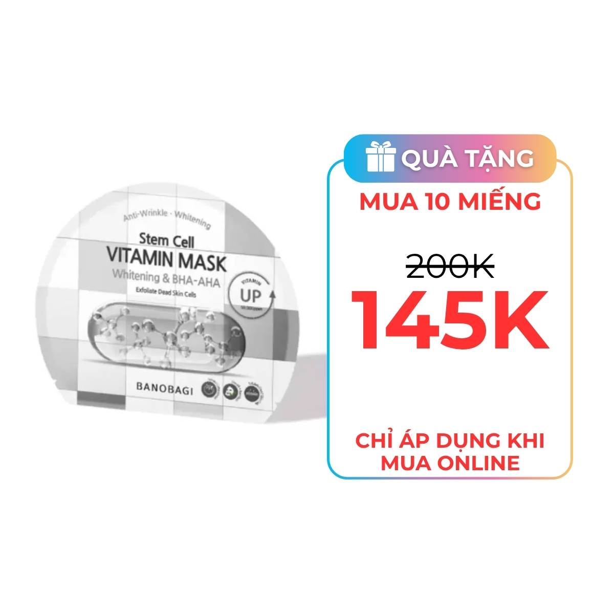 Mặt Nạ Banobagi Stem Cell Vitamin Mask - Whitening & BHA-AHA