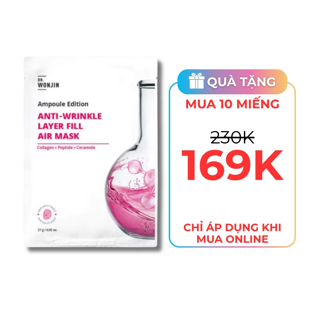 Mặt nạ Dr.Wonjin Ampoule Edition ANTI-WRINKLE Layer Fill Air Mask - Hồng