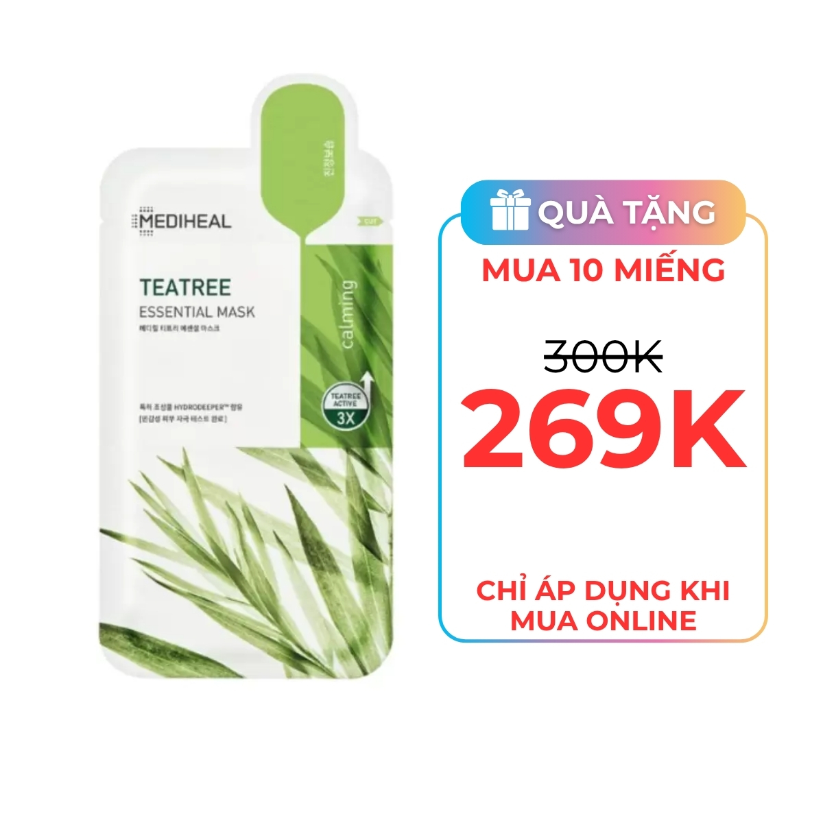 Mặt Nạ Mediheal Teatree Essential Mask Calming Làm Dịu Da, Kháng Khuẩn 24ml