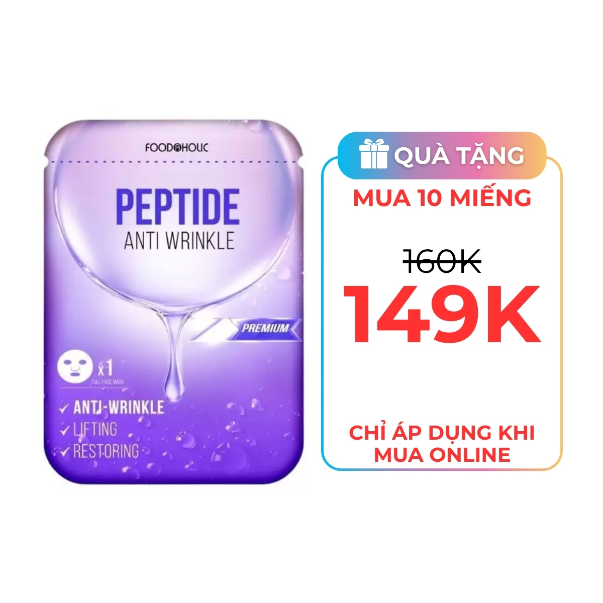 Mặt Nạ Foodaholic Peptide Hỗ Trợ Trẻ Hoá & Mờ Nếp Nhăn 23ml (1 miếng)