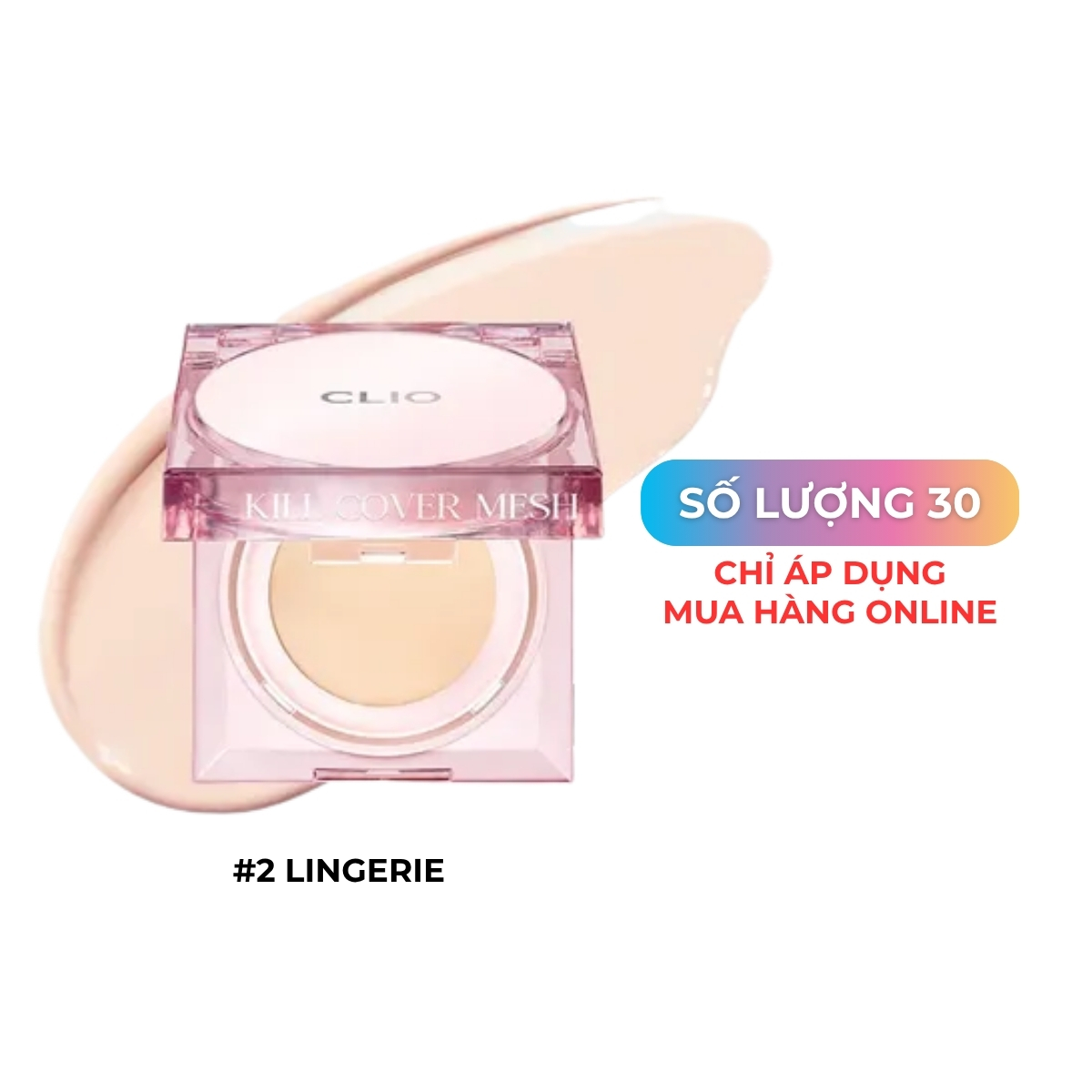 Phấn Nước CLIO Mini Kill Cover Mesh Glow SPF50+ PA++++ #2 Lingerie (Vuông Hồng Mini)