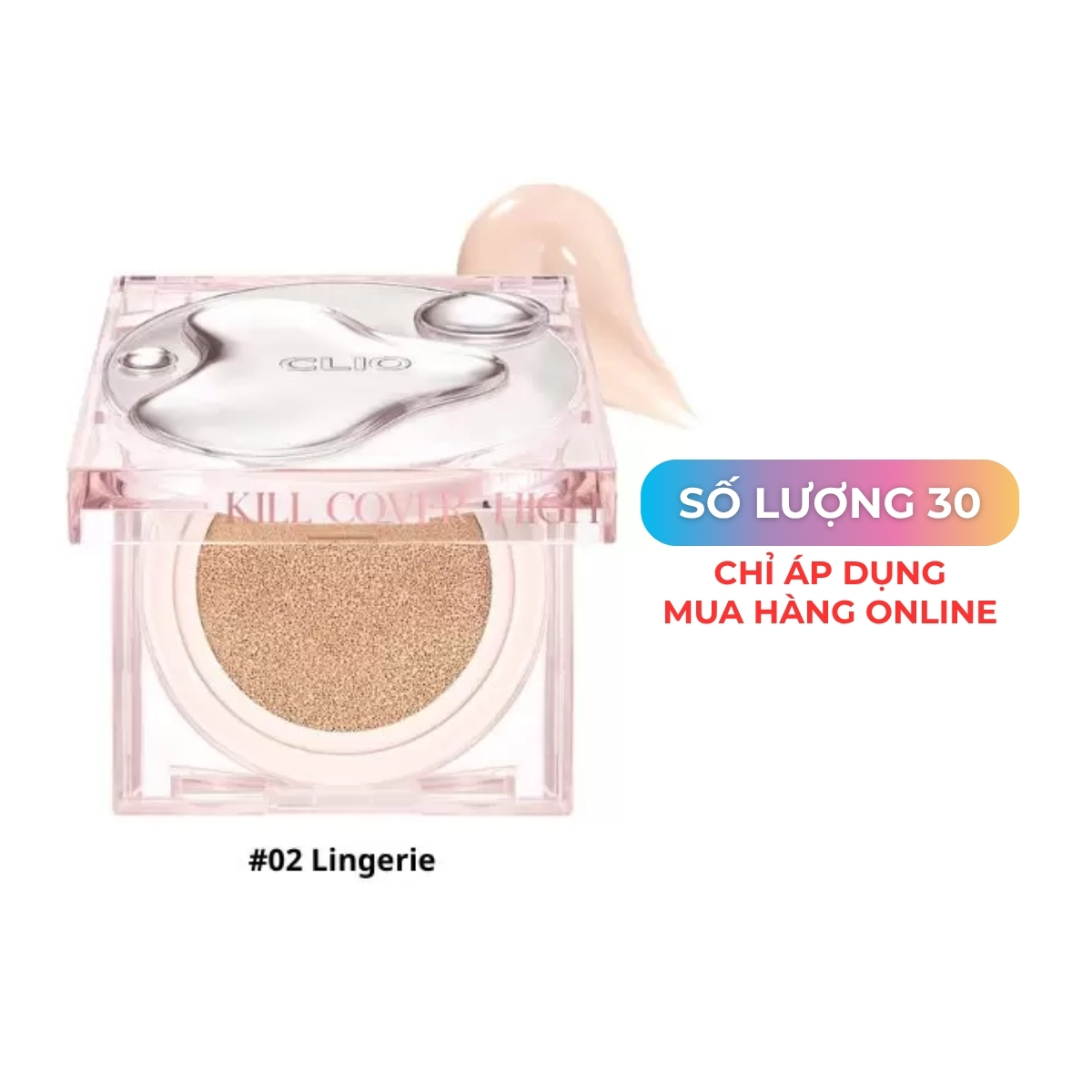 Phấn Nước CLIO Kill Cover High Glow 2-Lingerie (Hồng Giọt Nước)