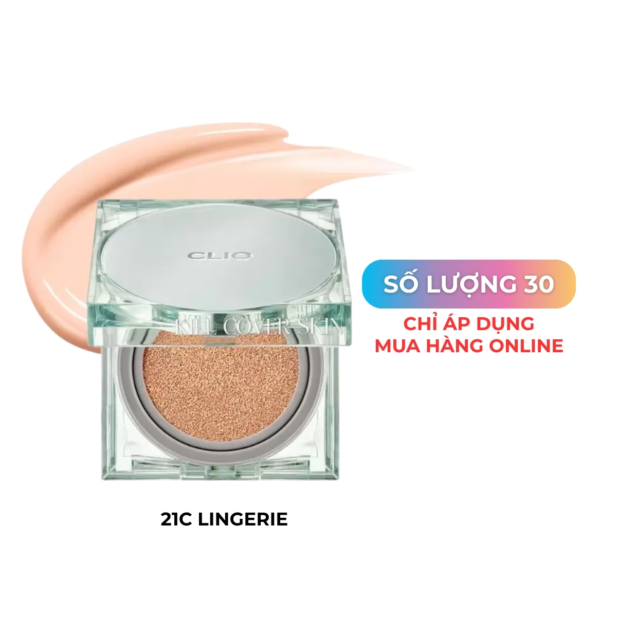 Phấn Nước CLIO Kill Cover Skin Fixer Cushion SPF50+ PA+++ #21C Lingerie (Xanh Lá)