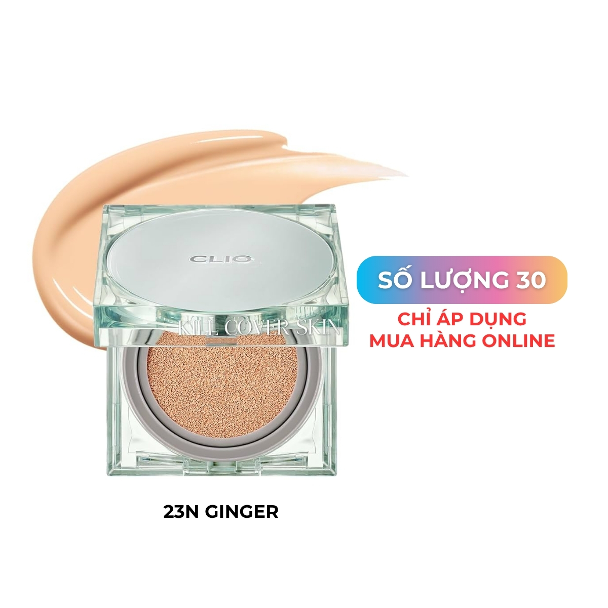 Phấn Nước Clio Kill Cover Skin Fixer Cushion SPF50+ PA+++ #23N Ginger (Xanh Lá)
