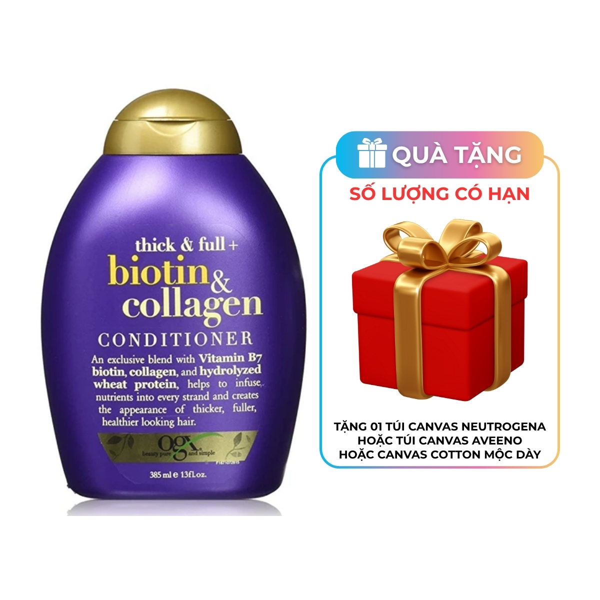 ​​Dầu Xả OGX Thick & Full + Biotin & Collagen Làm Dày Tóc 385ml (Màu Tím)