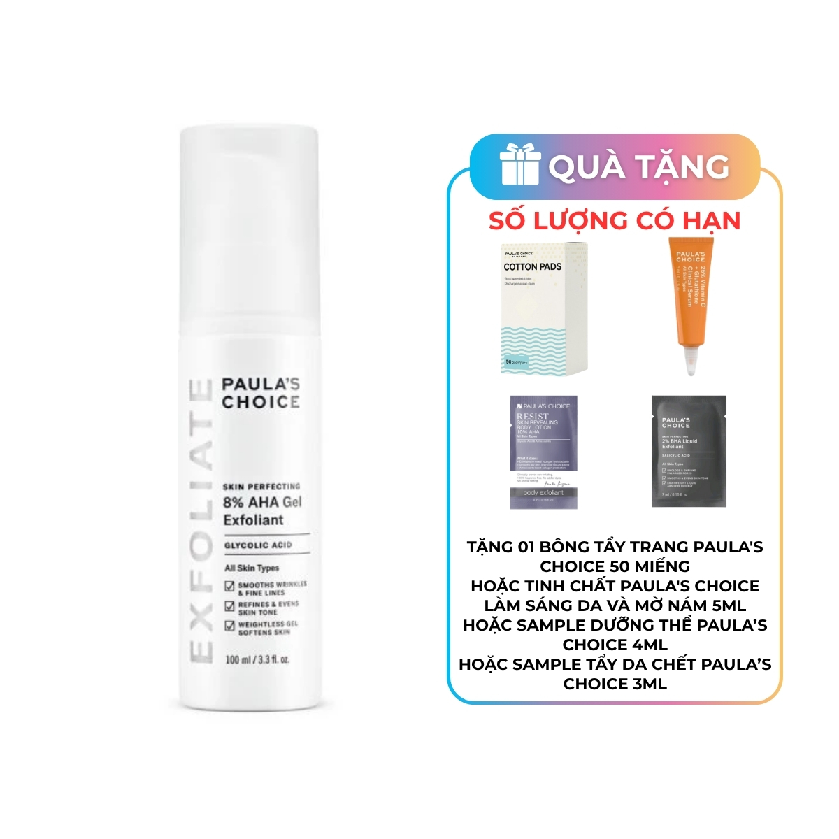 Tẩy Tế Bào Chết Da Mặt Paula's Choice 8% AHA Dạng Gel 100ml