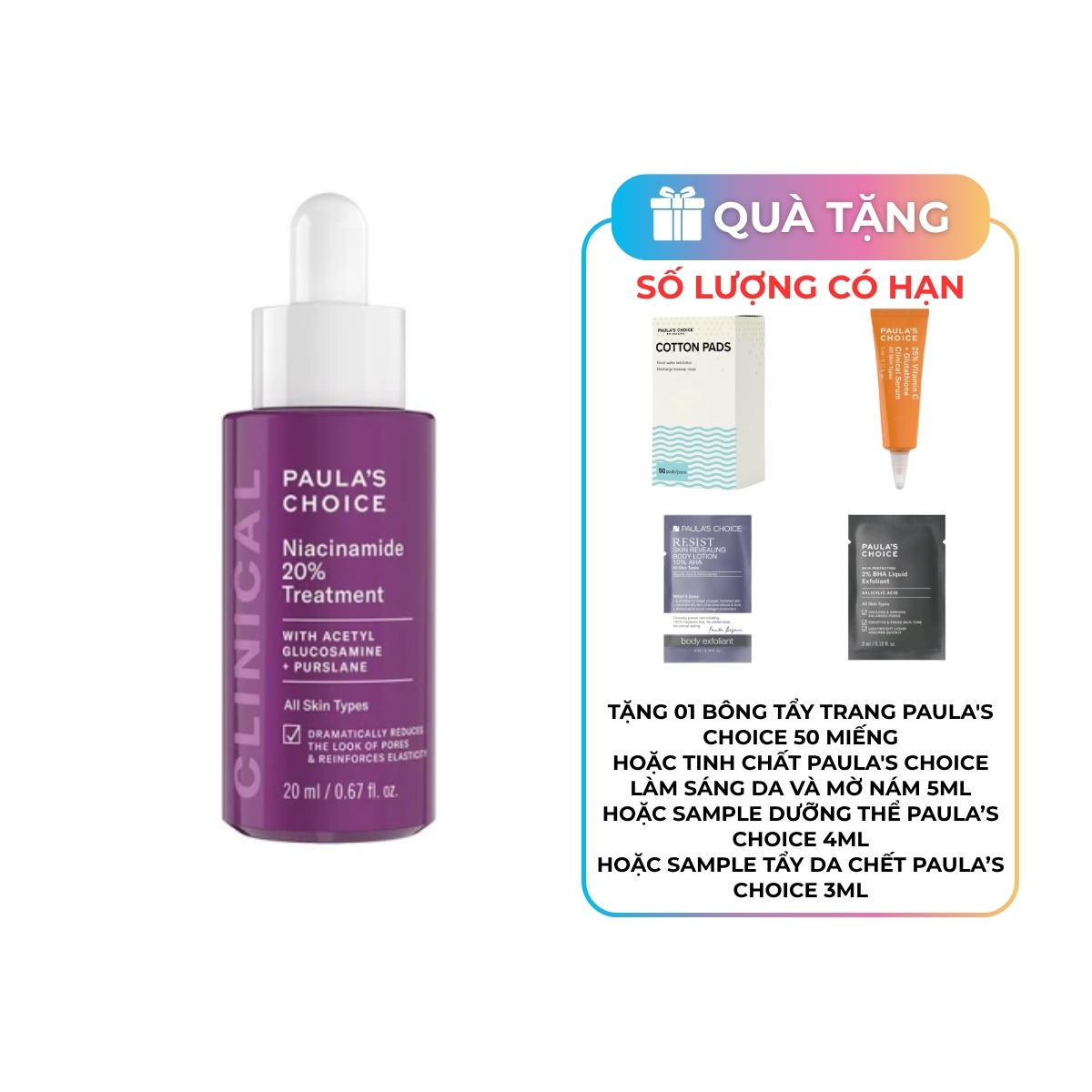 Tinh Chất Paula's Choice Niacinamide 20% Treatment Thu Nhỏ Lỗ Chân Lông 20ml