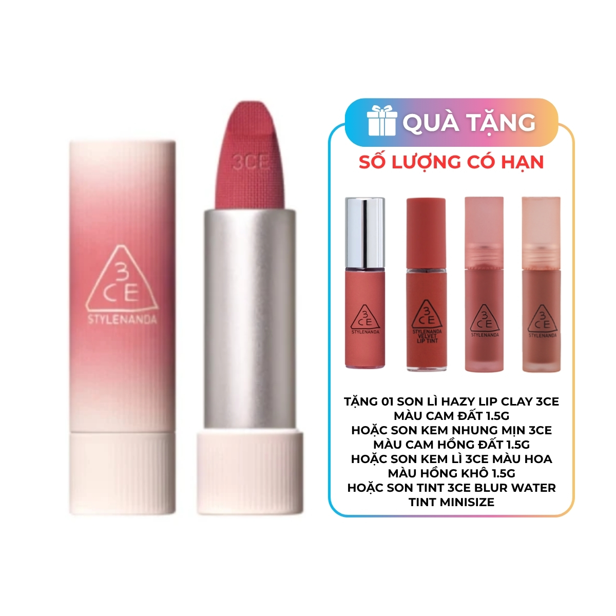 Son Thỏi 3CE Cashmere Hug Lipstick #05 Cozy Whisper