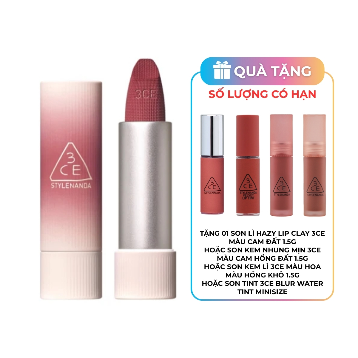 Son Thỏi 3CE Cashmere Hug Lipstick #10 Dreamy