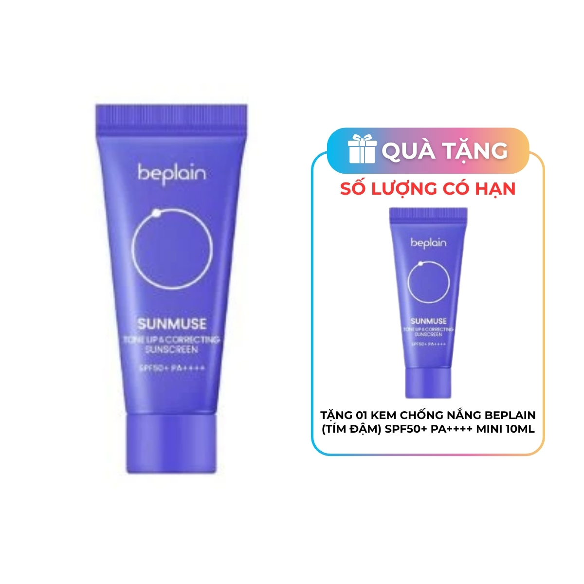 Kem Chống Nắng Beplain Sunmuse Tone Up & Correcting Sunscreen SPF50+ PA++++ 10ml Mini (Tím)