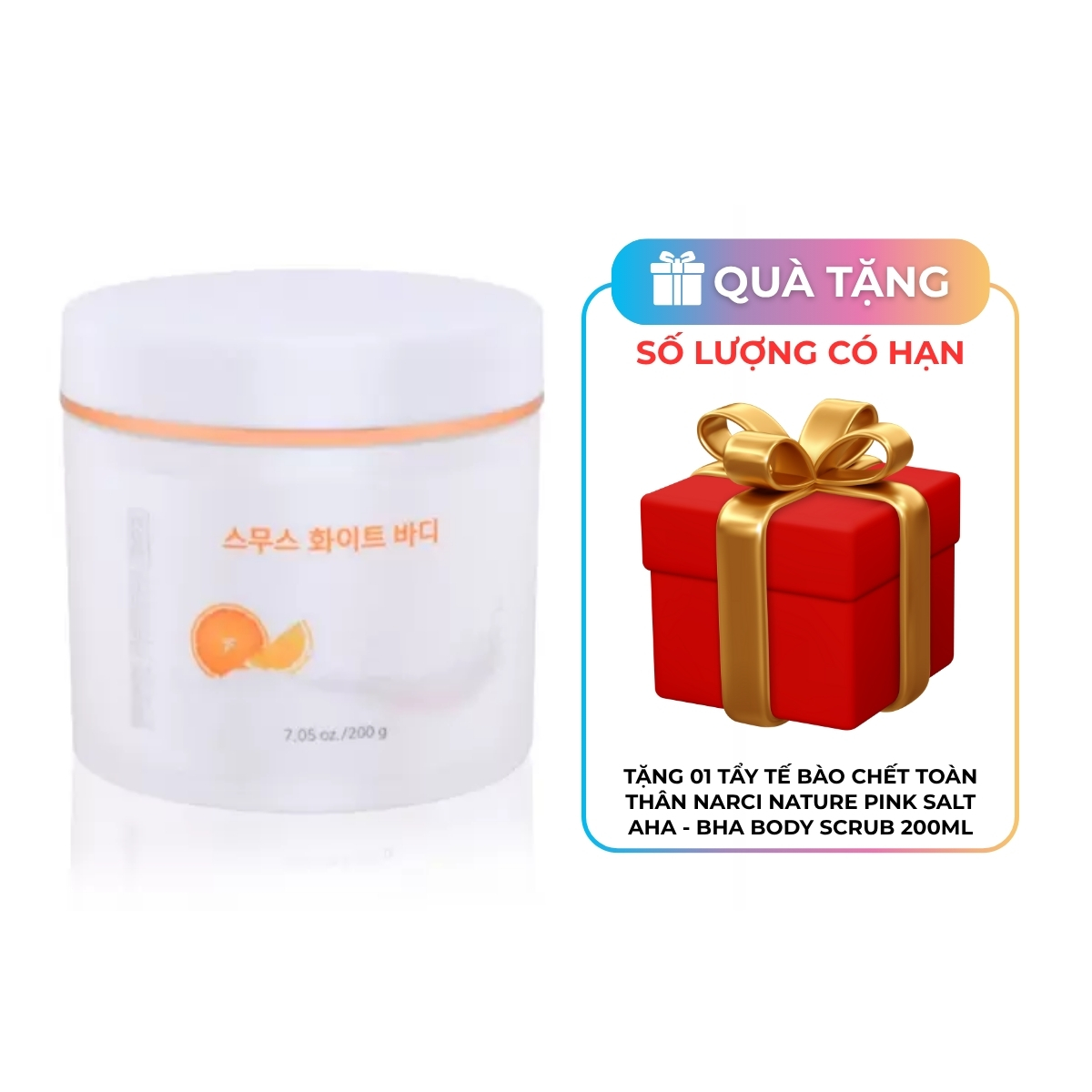 Kem Dưỡng Trắng Da Body Narci Natural Smooth White Body 200g