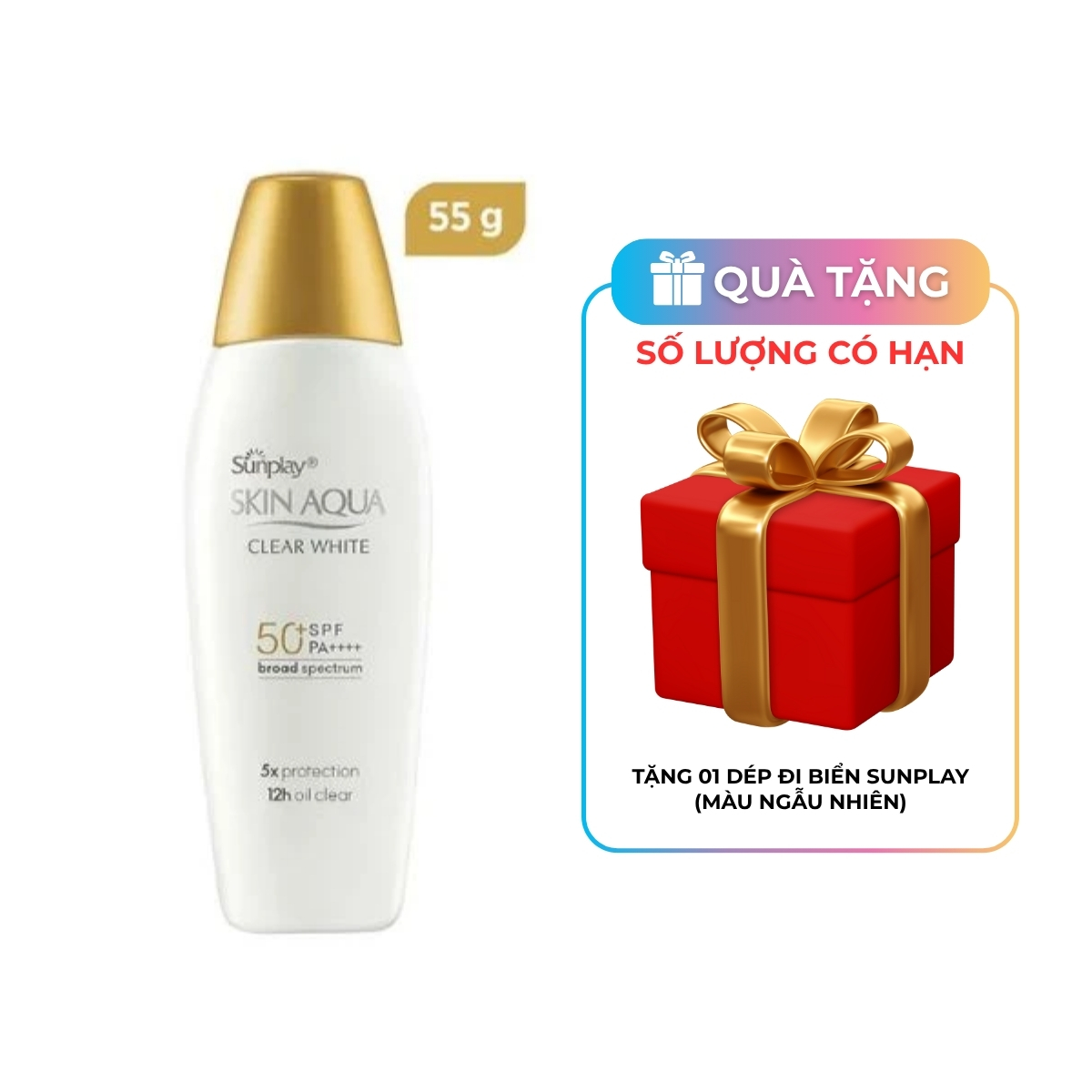 Sữa Chống Nắng Sunplay Skin Aqua Clear White SPF50+ PA++++ Dưỡng Da Trắng Mịn 55g