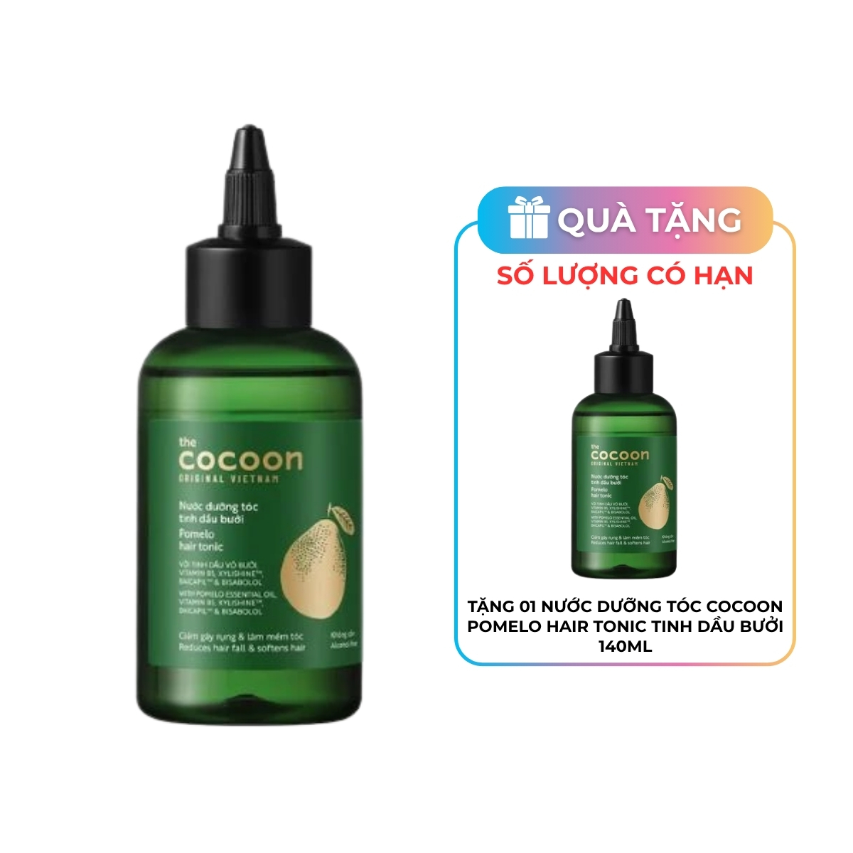 Nước Dưỡng Tóc Cocoon Pomelo Hair Tonic Tinh Dầu Bưởi 140ml (Phiên Bản Mới)