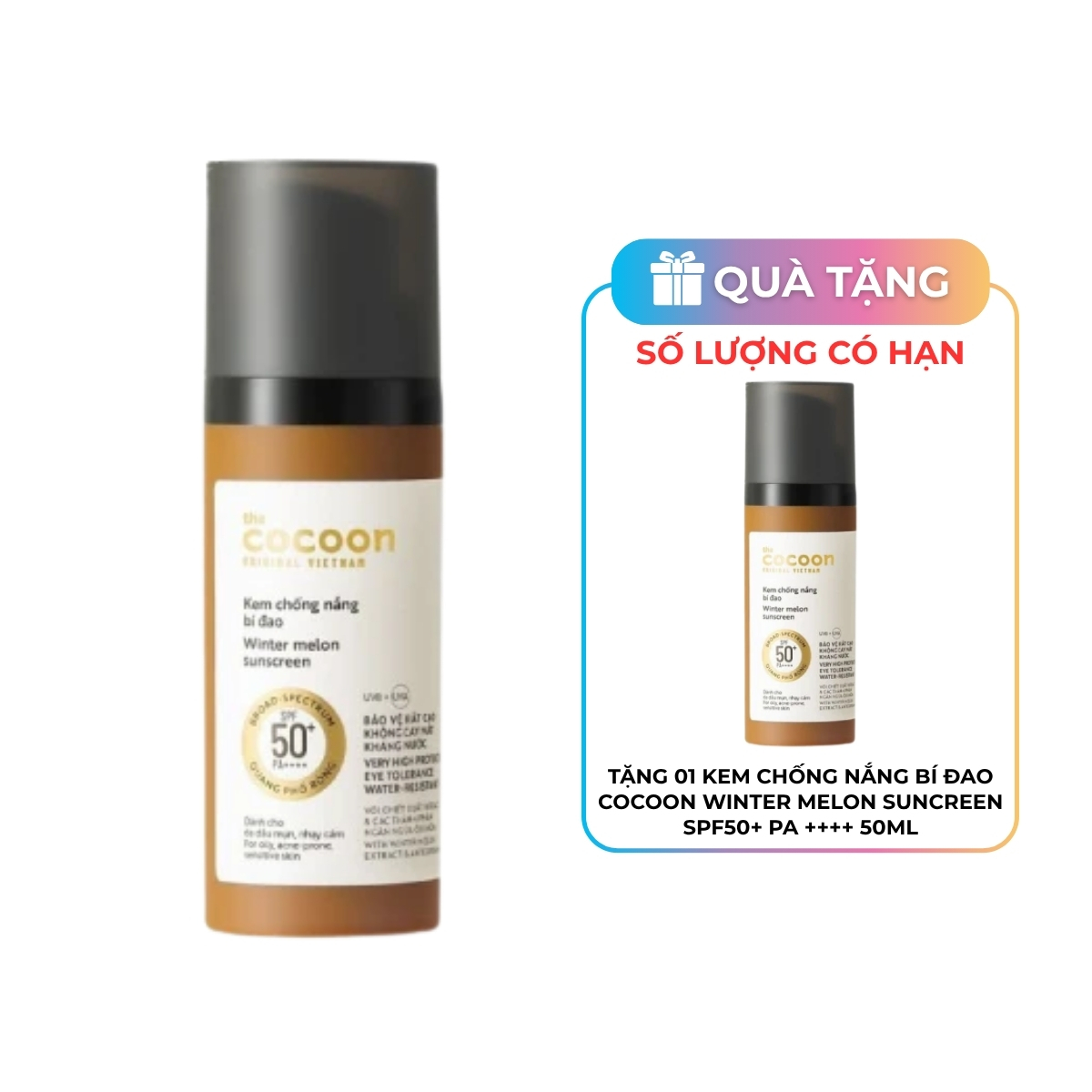 Kem Chống Nắng Cocoon Bí Đao Winter Melon Suncreen SPF50+ PA ++++ 50ml