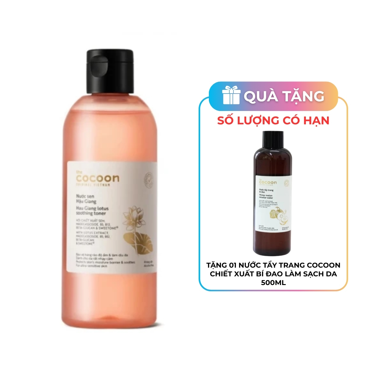 Nước Hoa Hồng Cocoon Sen Hậu Giang Phục Hồi Da 310ml