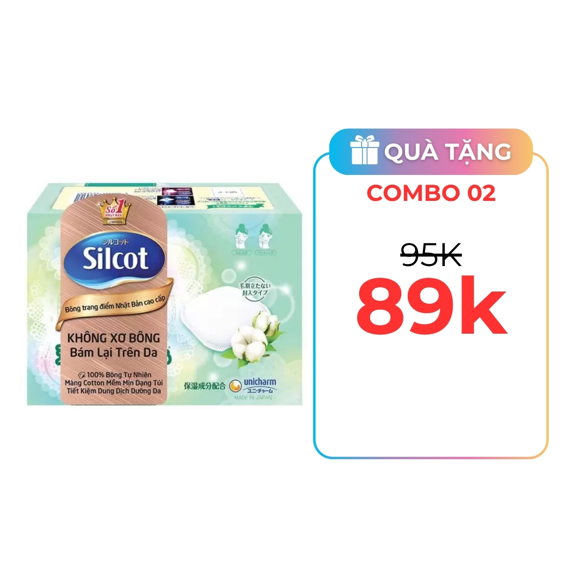 Bông Tẩy Trang Silcot Nhật Bản Cao Cấp 66 PCS