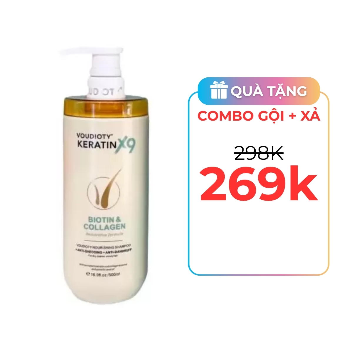 Dầu Gội Voudioty KERATIN X9 Biotin & Collagen 500ml