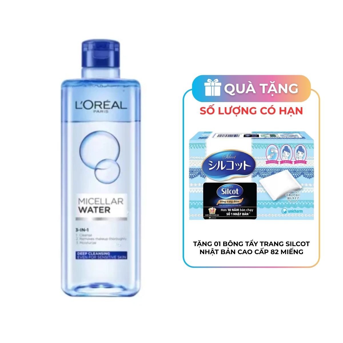 Nước Tẩy Trang L'Oreal Micellar Water Làm Sạch Sâu Trang Điểm 400ml