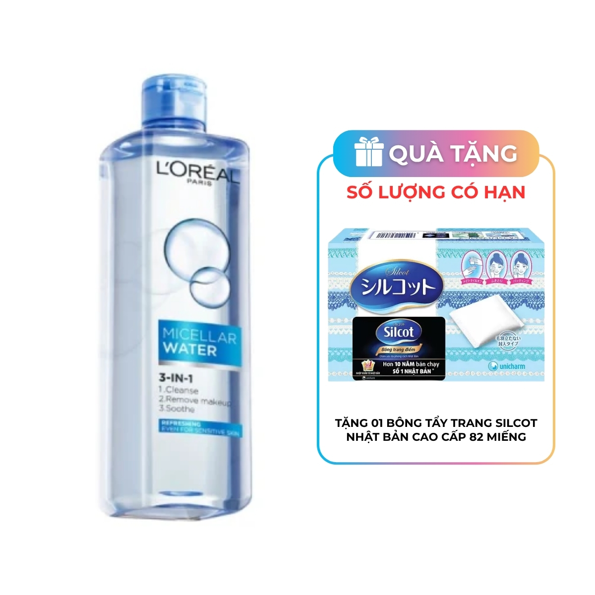Nước Tẩy Trang L'Oreal Micellar Water Tươi Mát Cho Da Dầu Hỗn Hợp 400ml