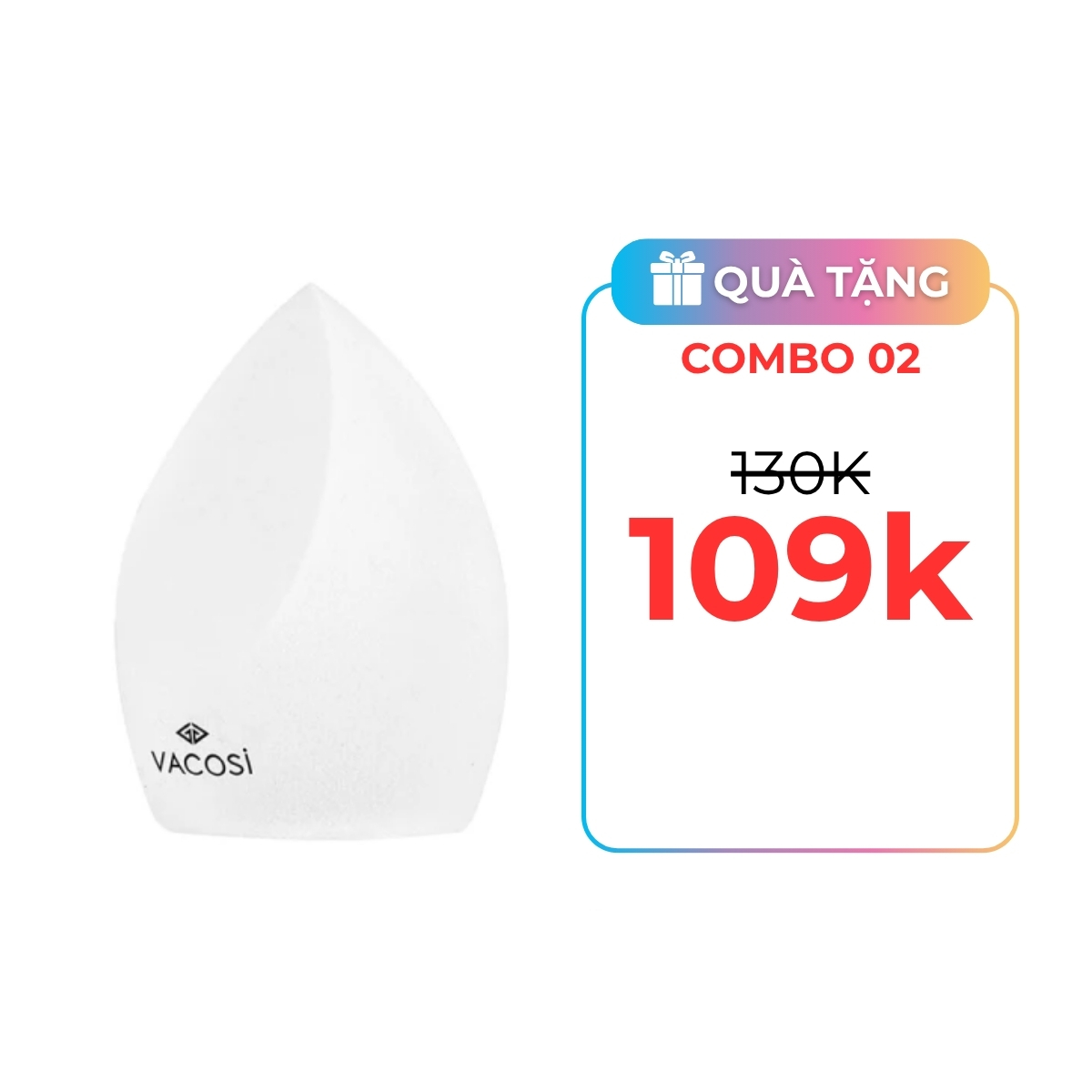 Bông Trang Điểm Vacosi Pro PH02 Giọt Nước Vạt Xéo (Hộp 1 Cái)