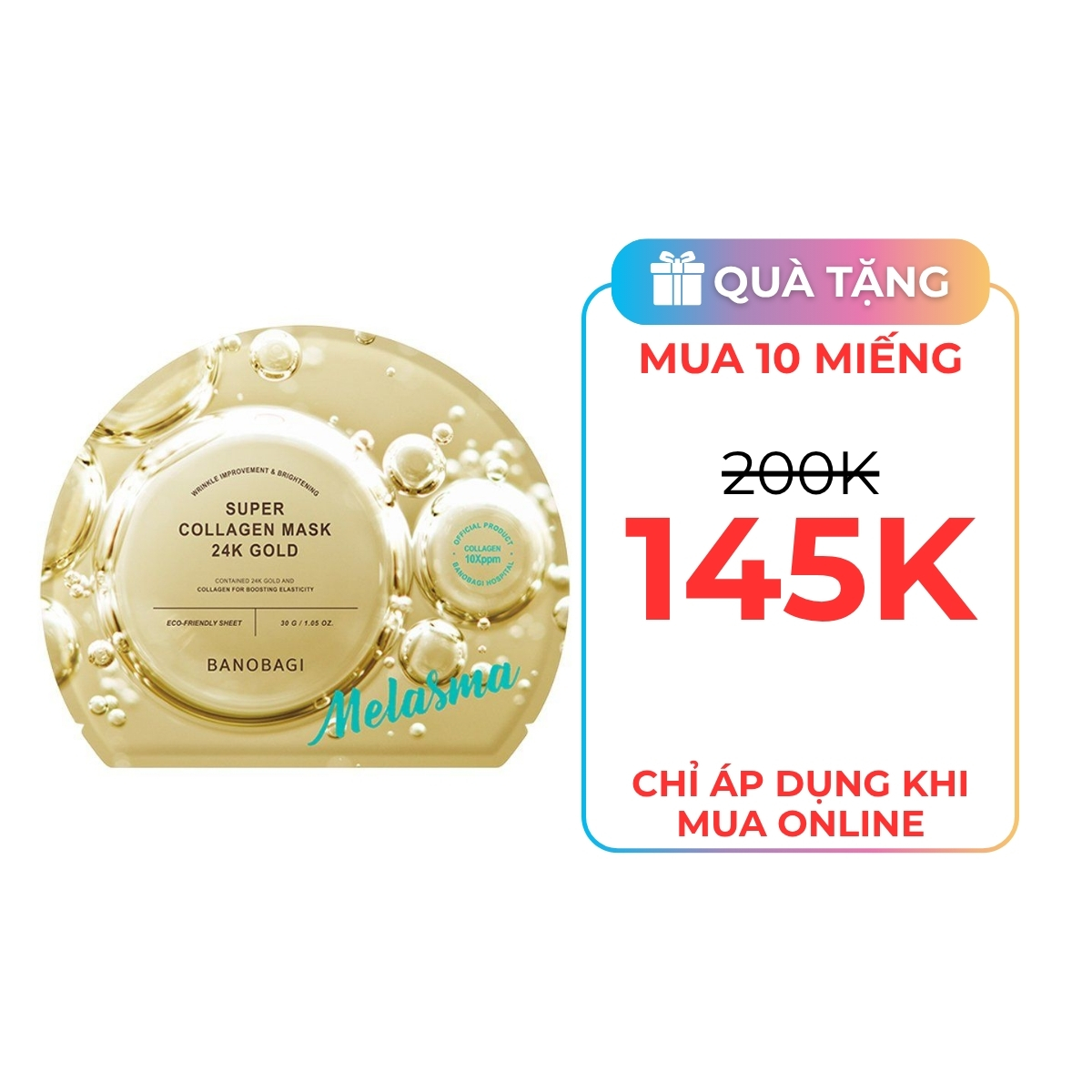 Mặt Nạ Banobagi Super Collagen Mask 24k Gold Melasma Mờ Nám, Tàn Nhang 30g