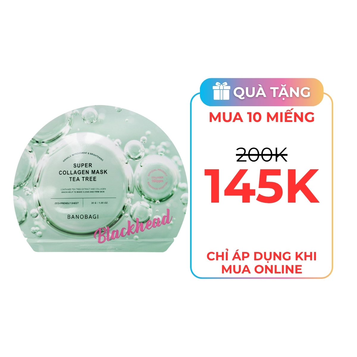 Mặt Nạ Banobagi Super Collagen Mask Tea Tree Blackhead Giảm Mụn Đầu Đen 30g