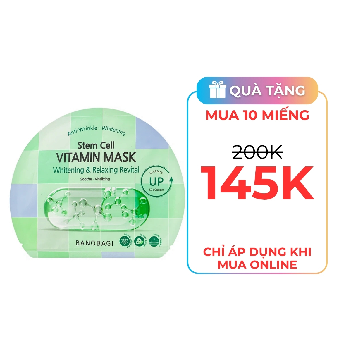 Mặt Nạ Banobagi Stem Cell Vitamin Mask - Whitening & Relaxing Revital MC