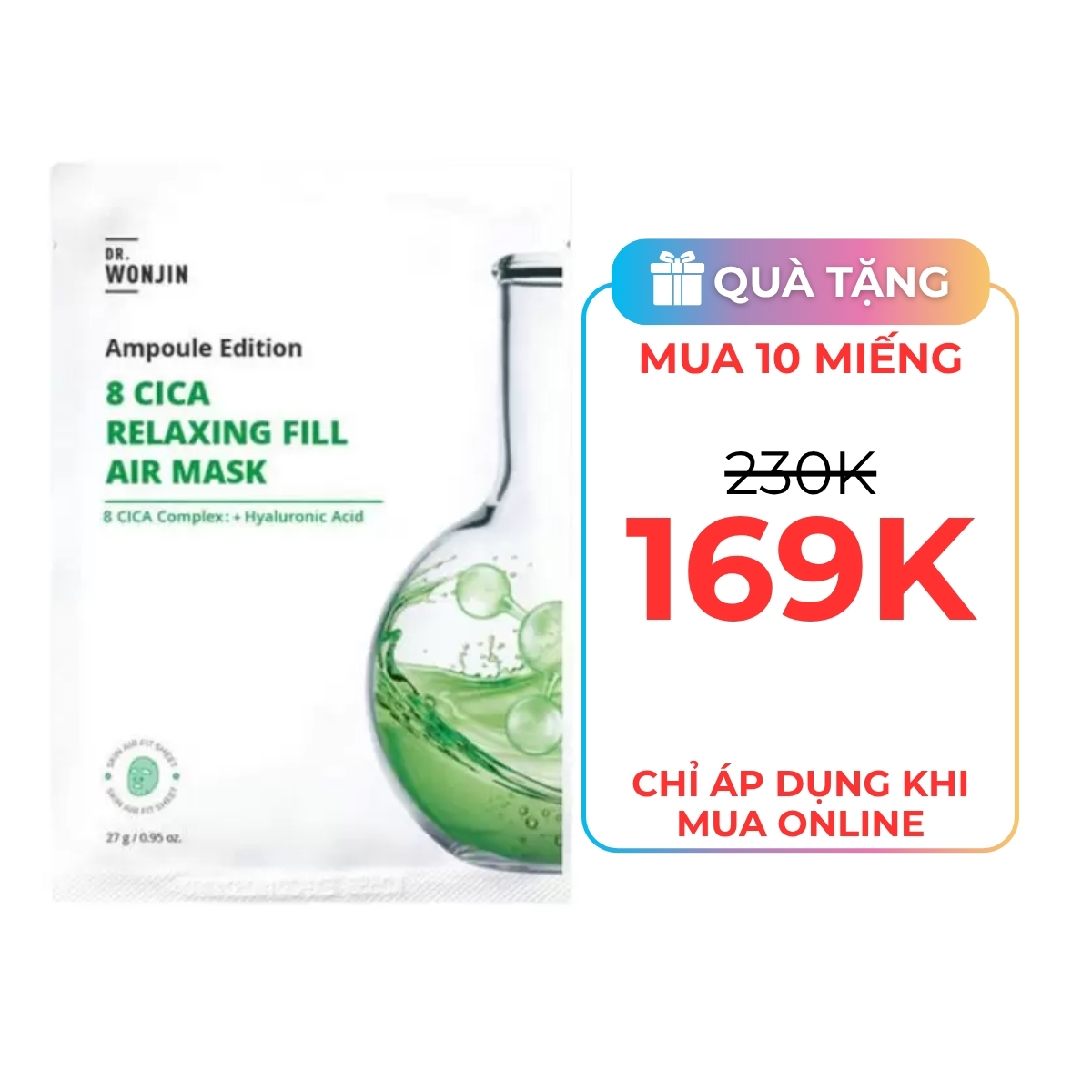Mặt nạ Dr.Wonjin Ampoule Edition CICA Relaxing Fill Air Mask - Xanh Lá