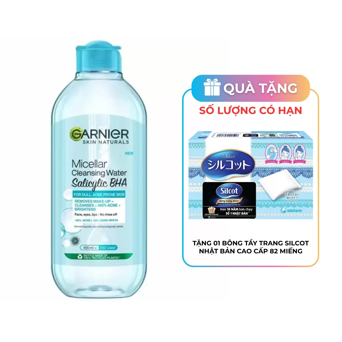 Nước Tẩy Trang Garnier Dành Cho Da Dầu Và Mụn 400ml (Mới)