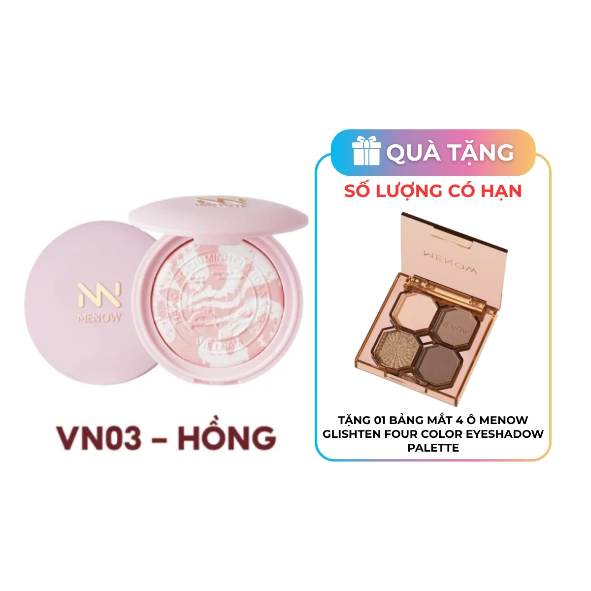 Phấn Phủ Dạng Nén Menow Clear Radiant Pressed Powder VN03 Pink