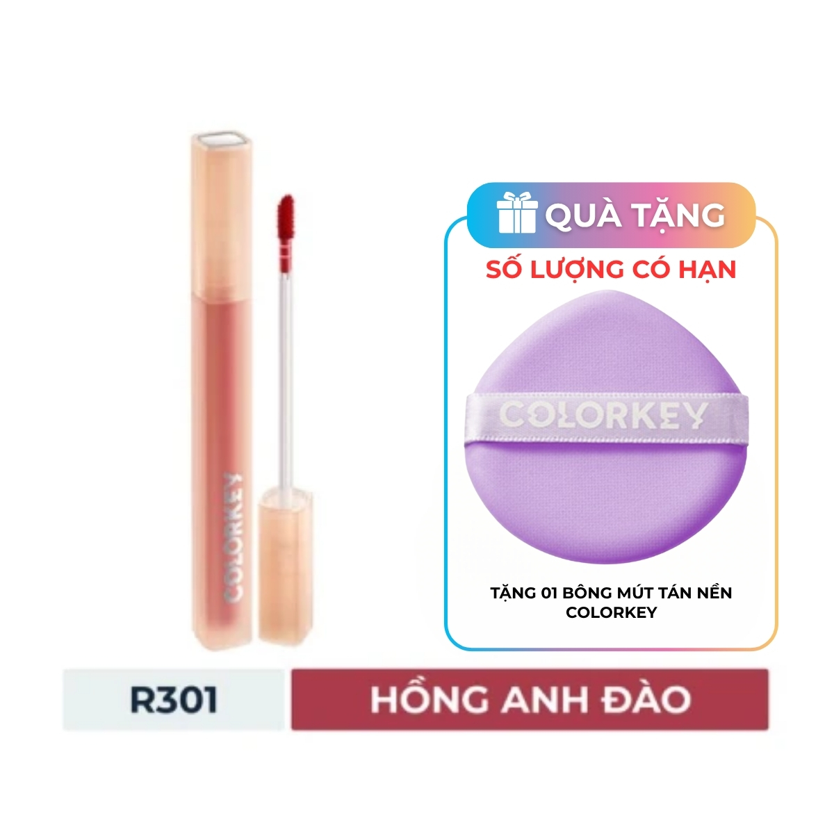 Son Tint Colorkey Soft Matte Water Tint R301 Hồng Anh Đào