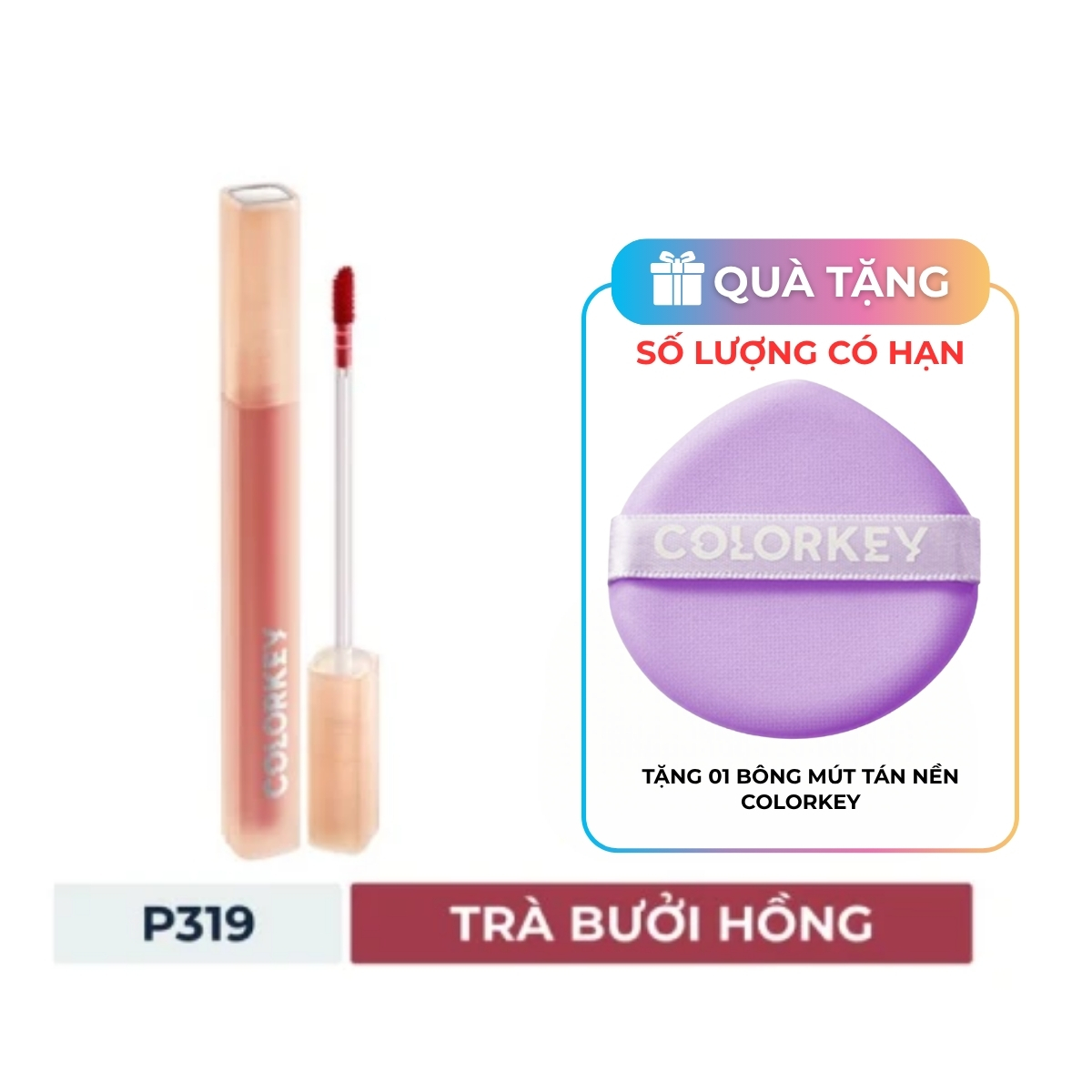 Son Tint Colorkey Soft Matte Water Tint P319  Trà Bưởi Hồng