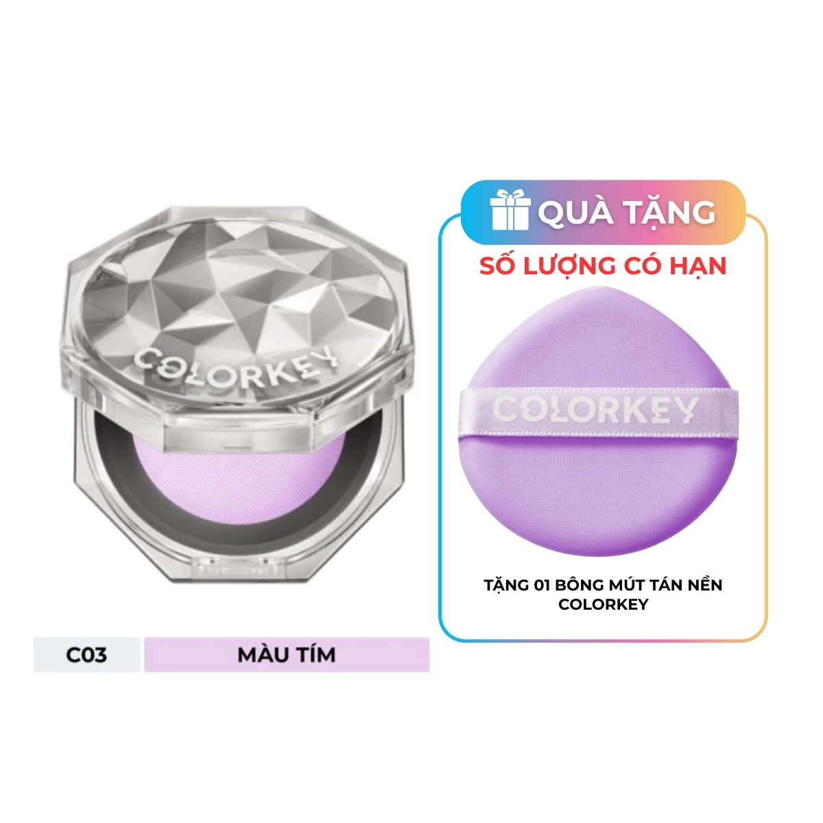 Phấn Phủ Colorkey Lasting Naturally Powder Dạng Bột C03 Màu Tím