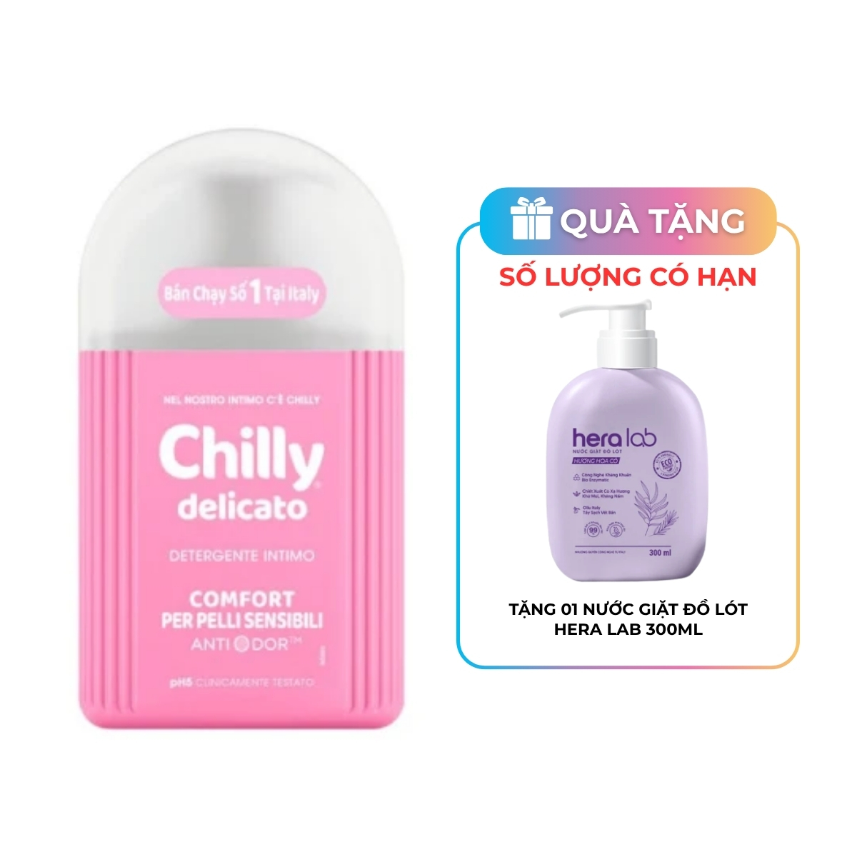 Dung Dịch Vệ Sinh Chilly Delicato Sạch Dịu Êm 200ml (Hồng)