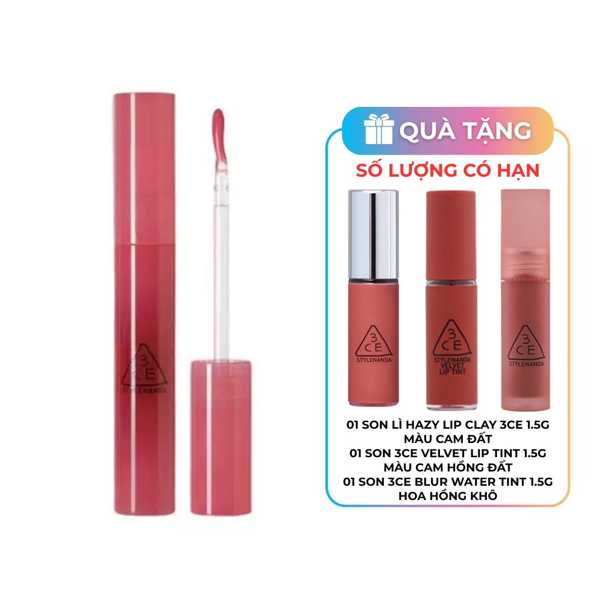 Son Bóng 3CE Drop Glow Gel - Raw Apple