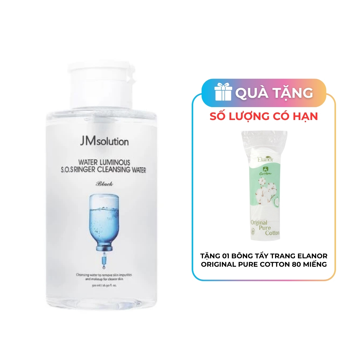 Nước Tẩy Trang JMsolution Water Luminous SOS Ringer Cleansing Water Black 500ml