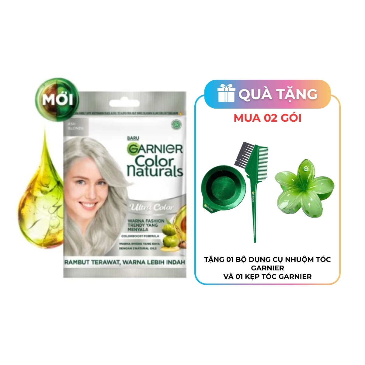 Kem Nhuộm Tóc Garnier Color Naturals Ultra Color - Ash Blonde - Khói Bạch Kim