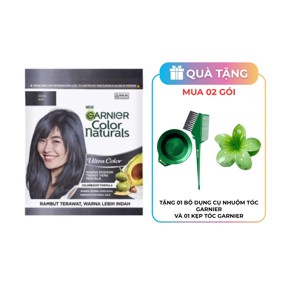 Kem Nhuộm Tóc Garnier Color Naturals Ultra Color - Cool Ash - Xám Khói