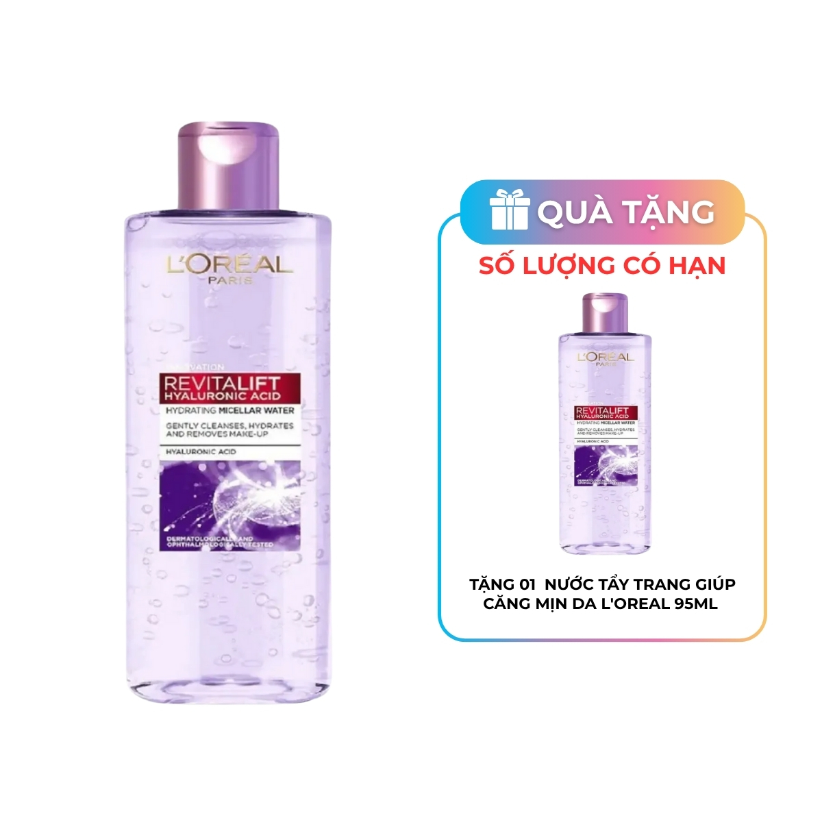 Nước Tẩy Trang Giúp Căng Mịn Da L'Oreal Paris Revitalift Hyaluronic Acid Micellar Water 95ml