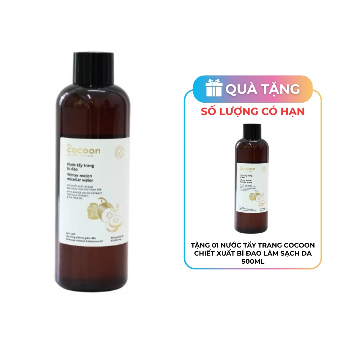 Nước Tẩy Trang Cocoon Winter Melon Micellar Water Chiết Xuất Bí Đao Làm Sạch Da 500ml  (MỚI)
