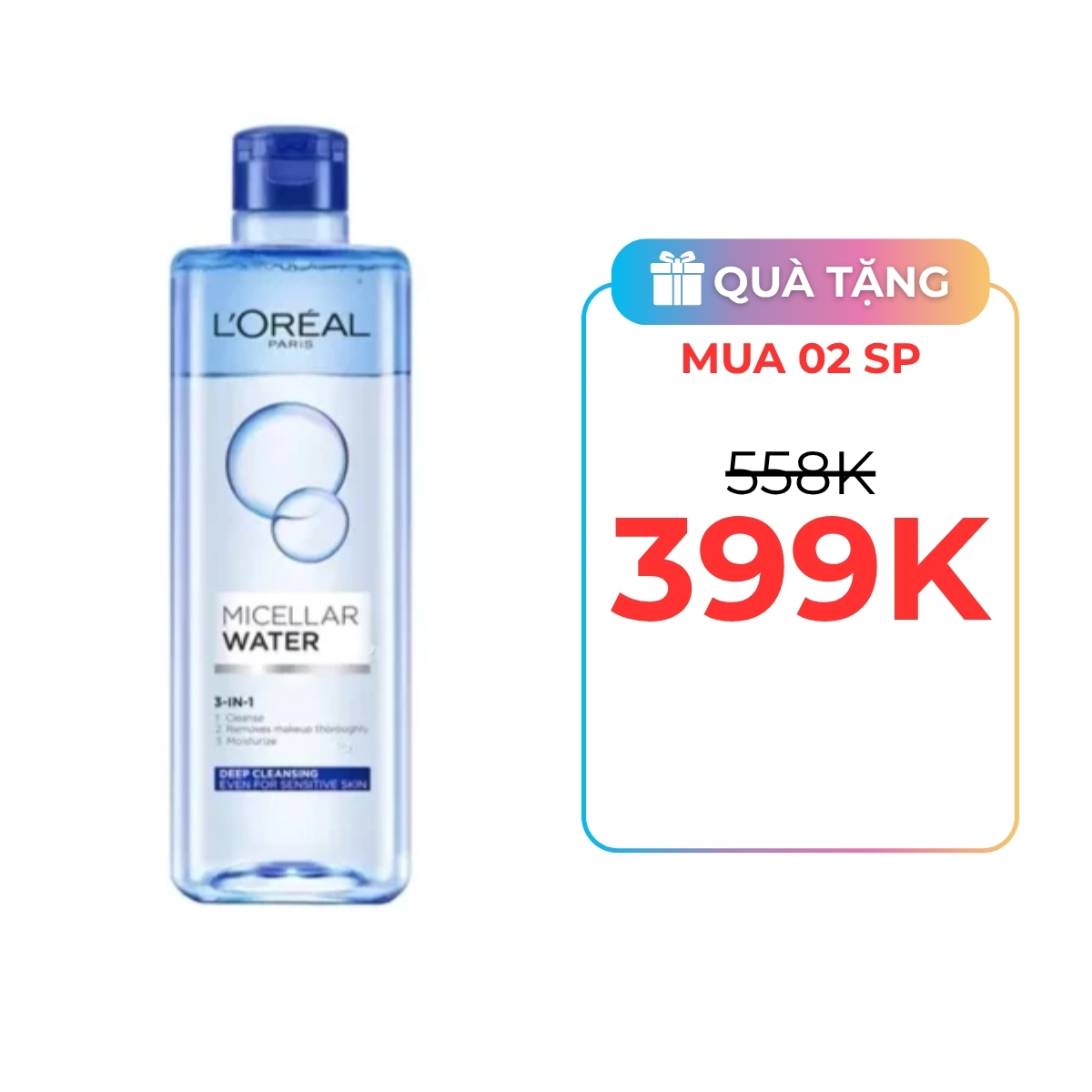 Nước Tẩy Trang L'Oreal Micellar Water Làm Sạch Sâu Trang Điểm 400ml