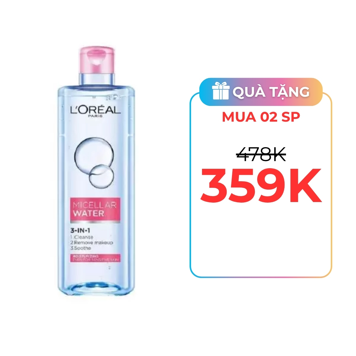 Nước Tẩy Trang L'Oreal Micellar Water Dưỡng Ẩm Cho Da Thường Khô 400ml