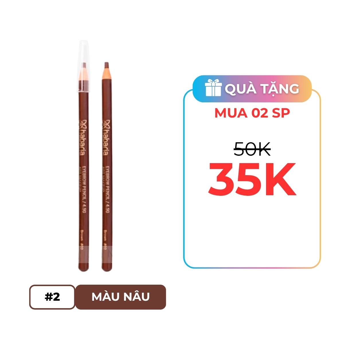 Chì Kẻ Mày Habaria Dạng Xé - Màu 02