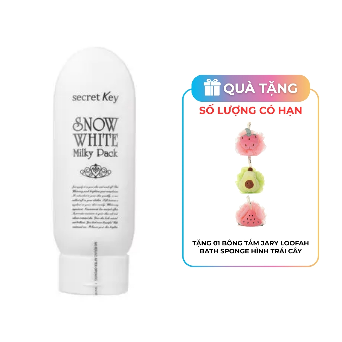Kem Tắm Trắng Secret Key Snow White Milky Pack Làm Sáng Da Cho Mặt & Cơ Thể 200g
