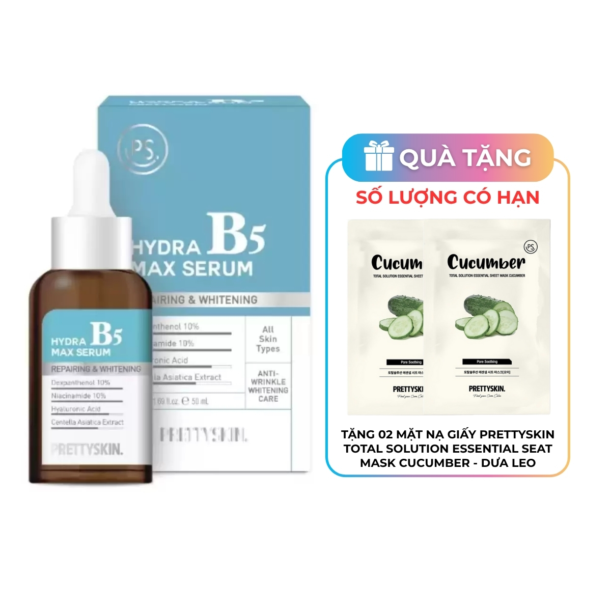 Tinh Chất Prettyskin Hydra Max Serum B5 Phục Hồi, Dưỡng Trắng Da 50ml