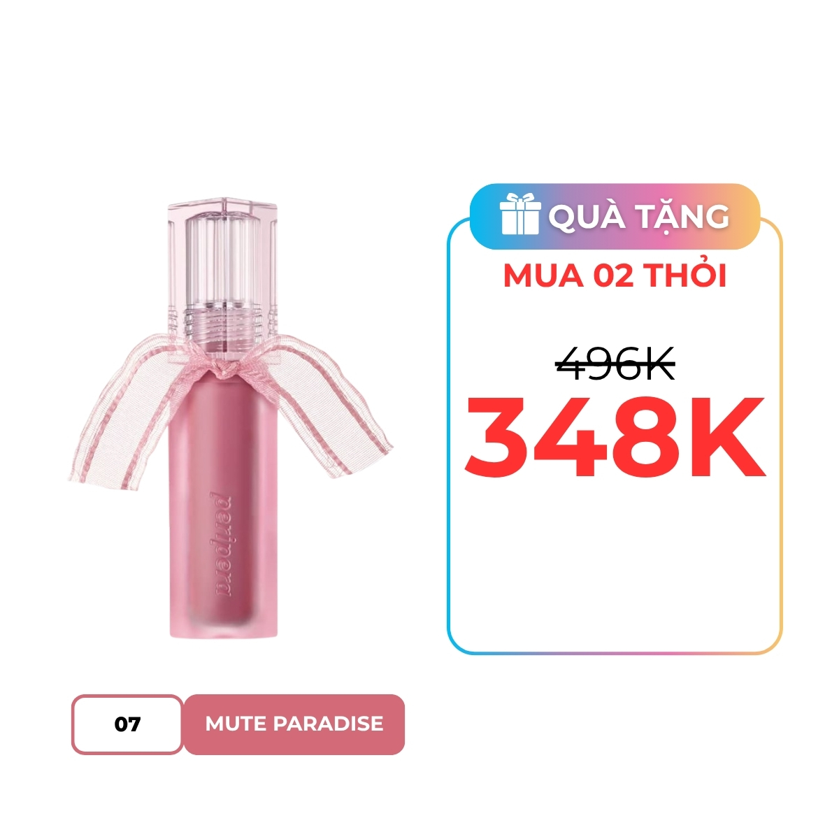 Son Tint Peripera Water Bare Tint 3.7g Màu 07 Mute Paradise